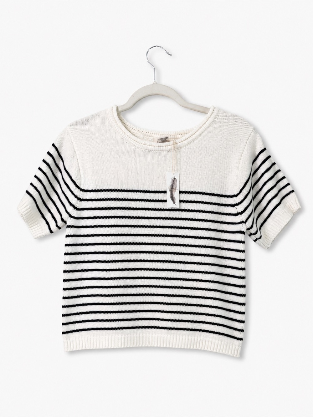 Jessica Simpson Striped Short Sleeve Knit Sweater Top M NWT